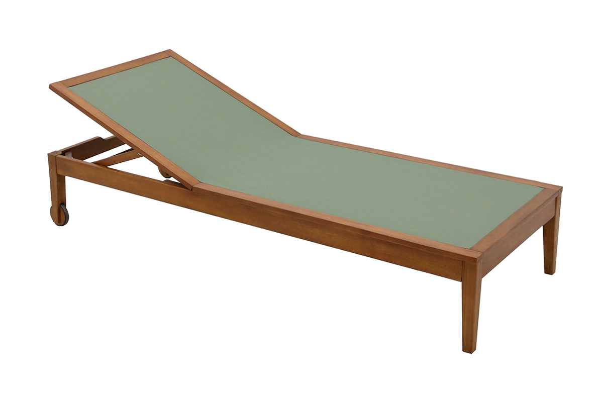 Bains de soleil vert kaki et bois massif (lot de 2) NAVEEN