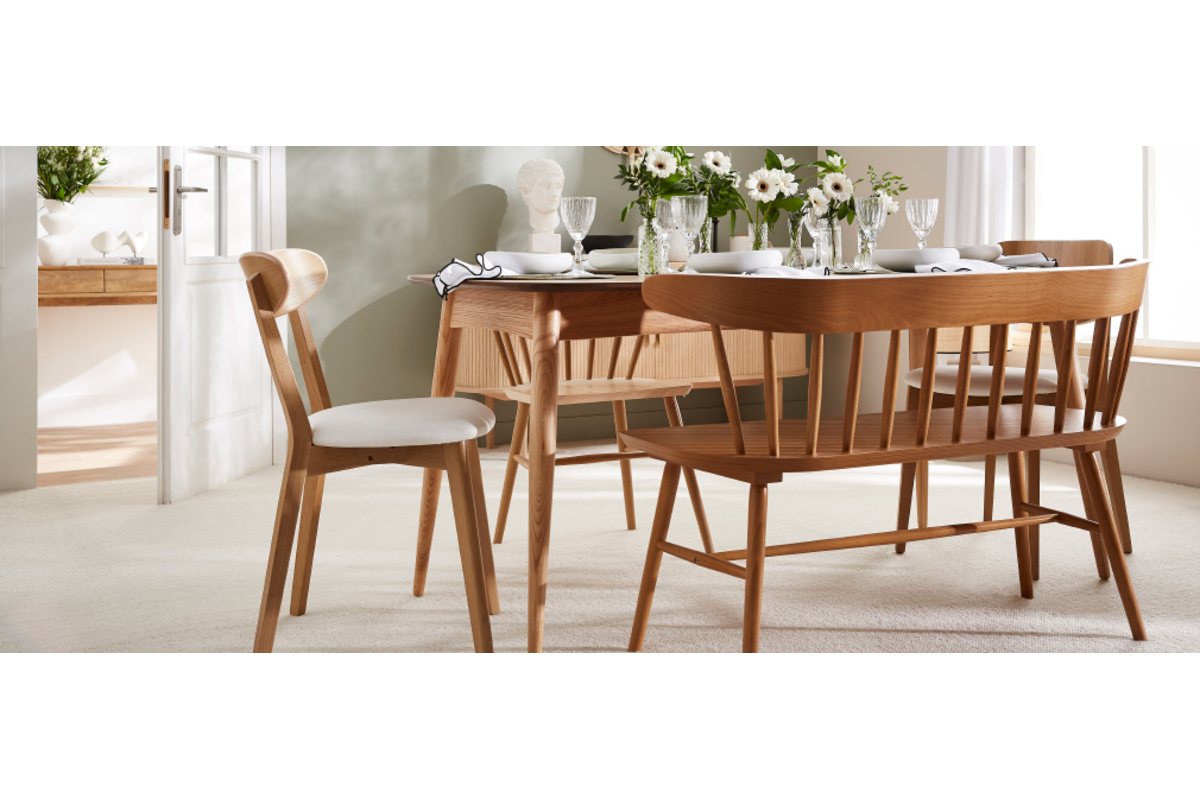 Banc  barreaux 2 places bois clair chne L120 cm DARIA