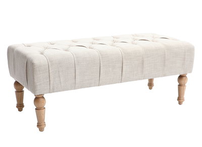 Banc classique tissu naturel pied bois clair CASTILLE