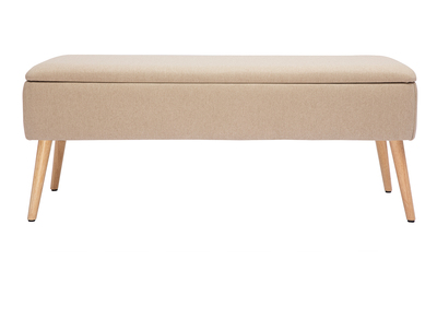 Banc coffre en tissu beige et bois clair LARS