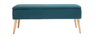 Banc coffre en tissu bleu canard et bois clair LARS