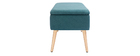Banc coffre en tissu bleu canard et bois clair LARS
