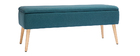 Banc coffre en tissu bleu canard et bois clair LARS