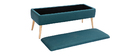 Banc coffre en tissu bleu canard et bois clair LARS