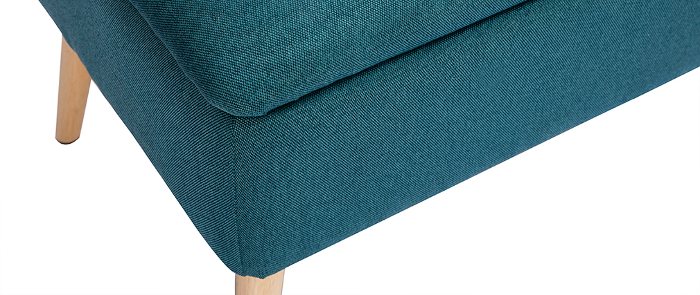 Banc coffre en tissu bleu canard et bois clair LARS