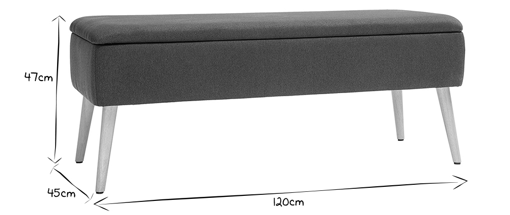 Banc coffre en tissu bleu canard et bois clair LARS