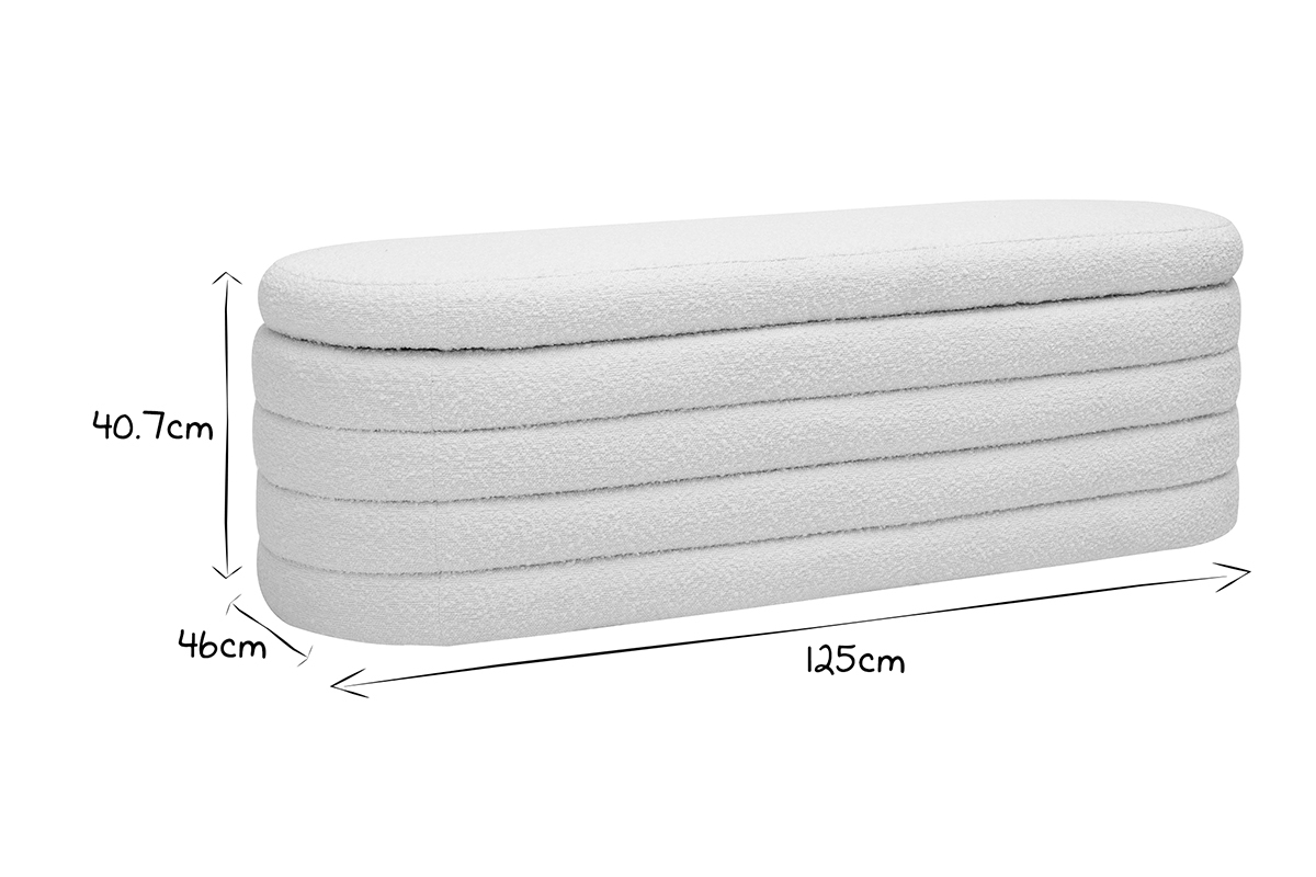 Banc coffre en tissu effet laine bouclée blanc L125 cm NAVY