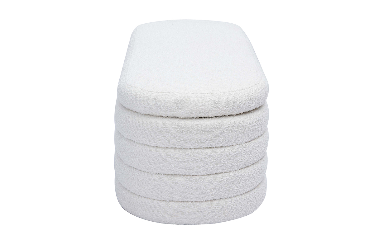Banc coffre en tissu effet laine bouclée blanc L125 cm NAVY