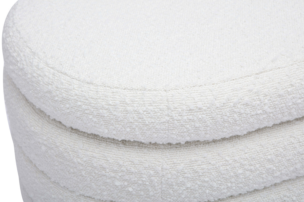 Banc coffre en tissu effet laine bouclée blanc L125 cm NAVY