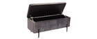 Banc coffre en velours gris fonc&eacute; ADONIS