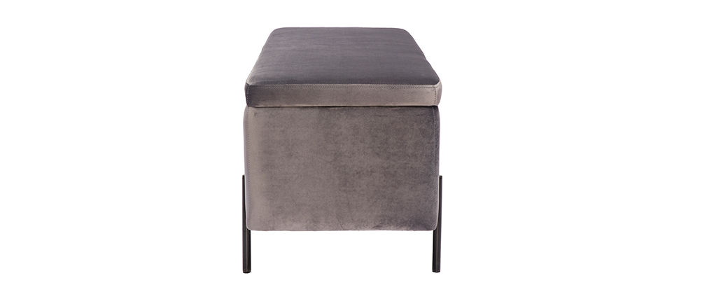 Banc coffre en velours gris fonc� ADONIS