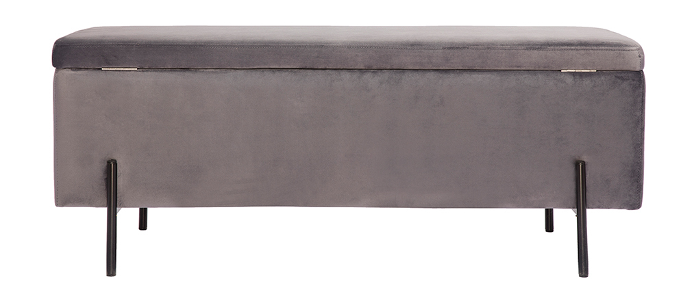Banc coffre en velours gris fonc� ADONIS