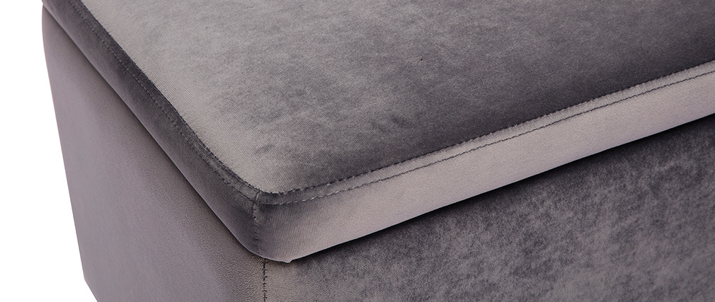 Banc coffre en velours gris fonc� ADONIS