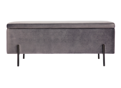 Banc coffre en velours gris fonc&eacute; ADONIS