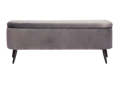 Banc coffre en velours gris fonc&eacute; ATON