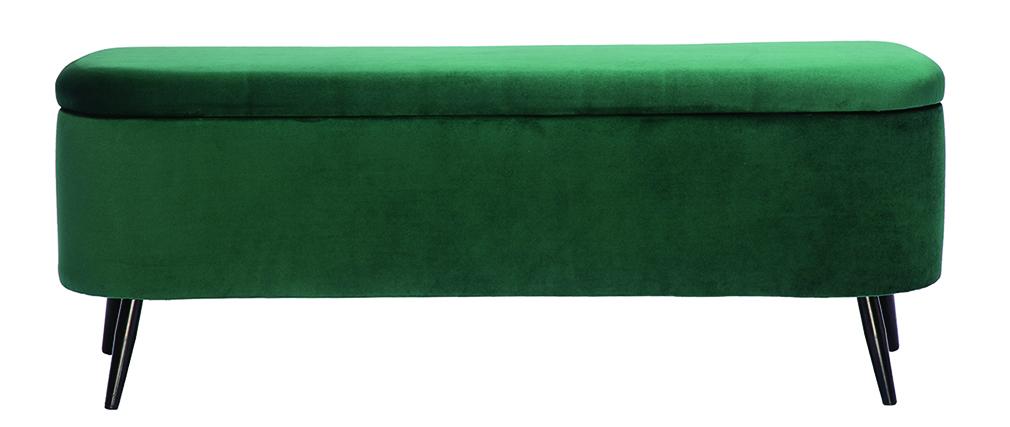 Banc coffre en velours vert ATON