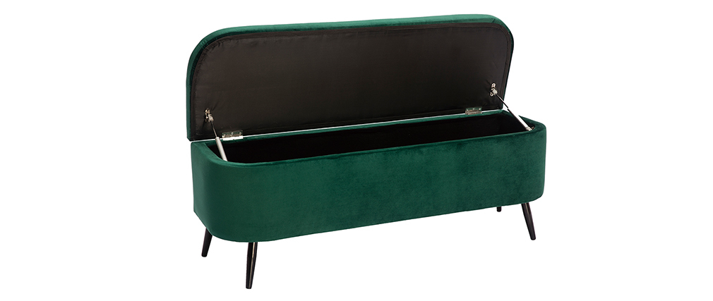 Banc coffre en velours vert ATON