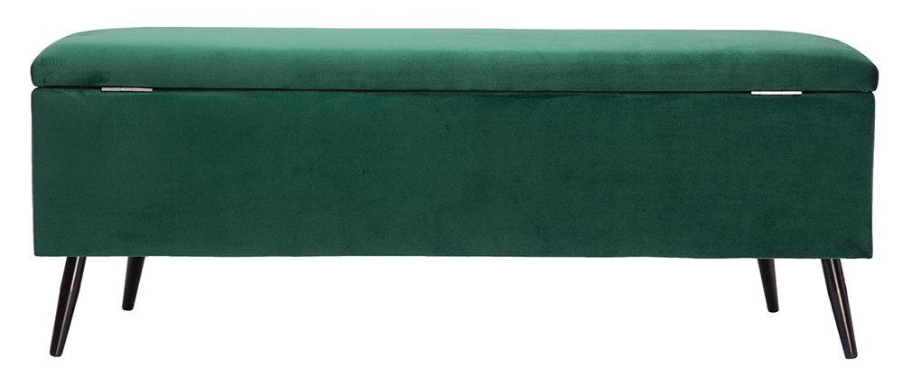 Banc coffre en velours vert ATON
