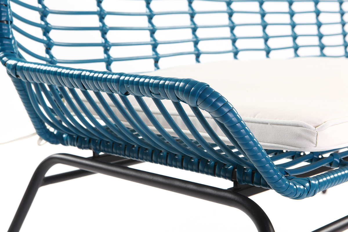 Banc de jardin en fils de r�sine bleu canard TANGO