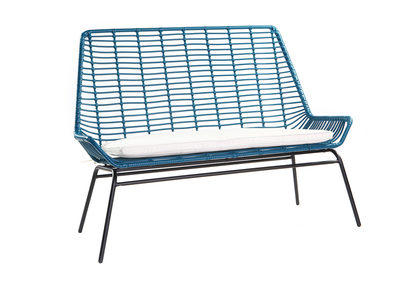 Banc de jardin en fils de résine bleu canard TANGO - Banc de jardin en fils de résine bleu canard TANGO