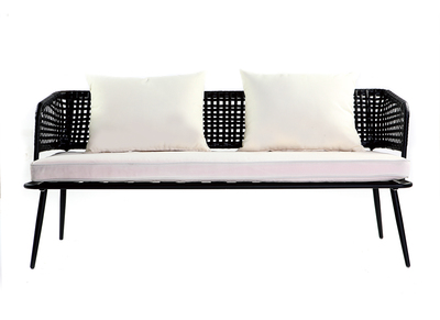 Banc de jardin en fils de résine noir MONACO - Banc de jardin en fils de résine noir MONACO