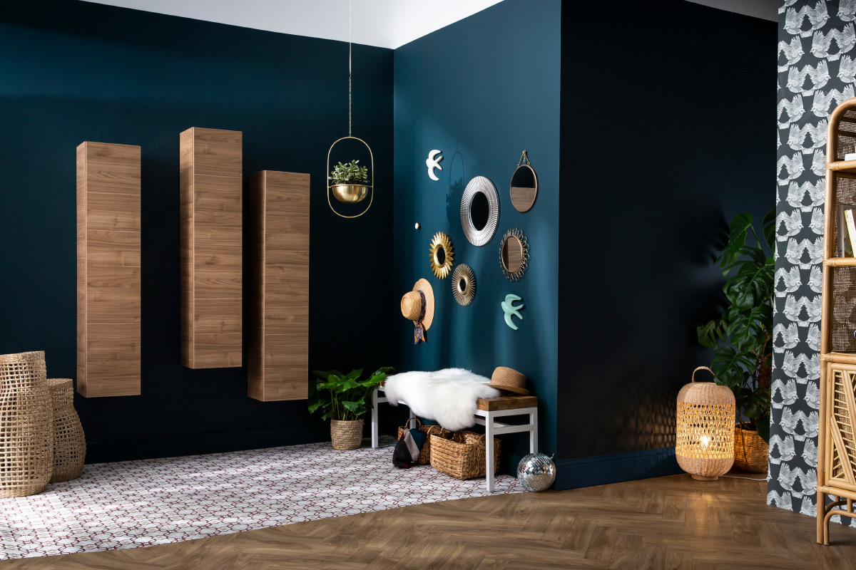 Banc design en bois manguier massif et m�tal blanc L140 cm BOHO