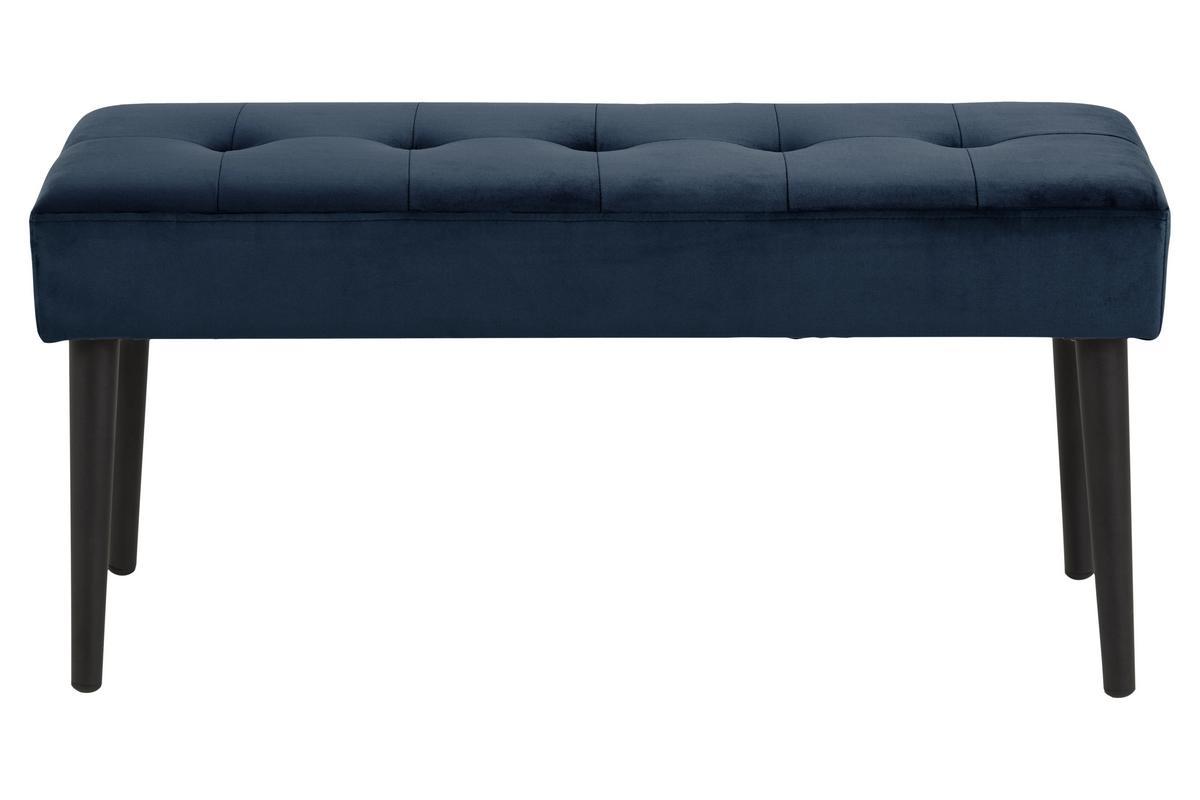 Banc design en tissu velours bleu nuit capitonn� L95 cm GUESTA