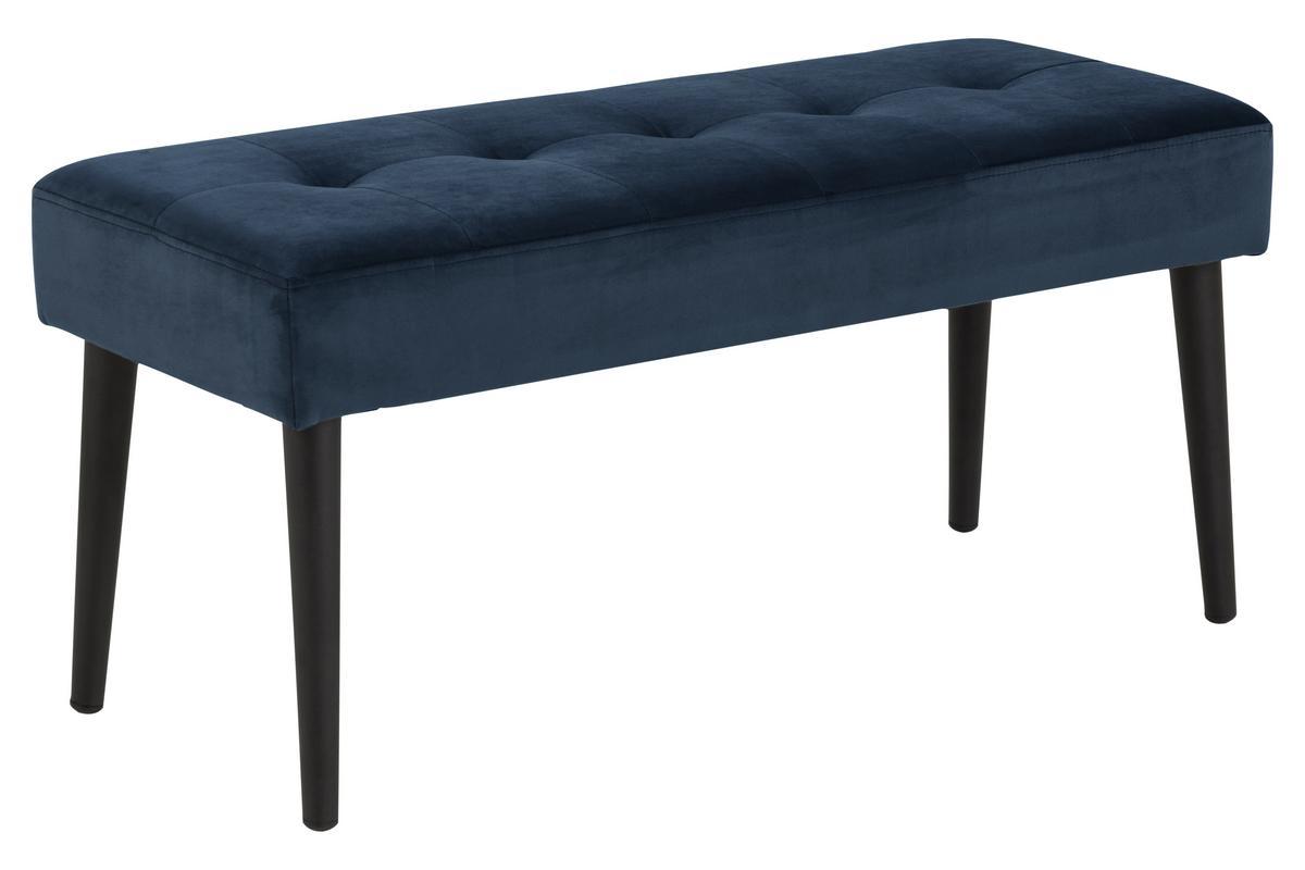 Banc design en tissu velours bleu nuit capitonn� L95 cm GUESTA