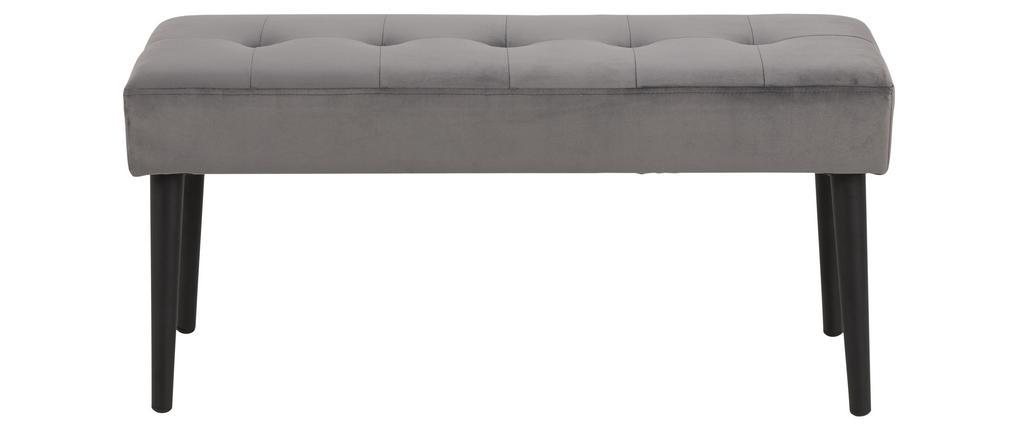 Banc design en velours gris capitonn� GUESTA