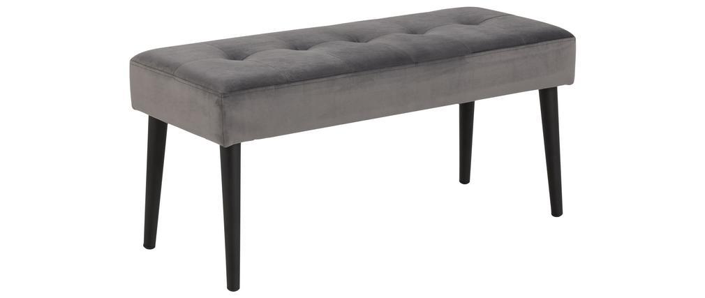 Banc design en velours gris capitonn� GUESTA
