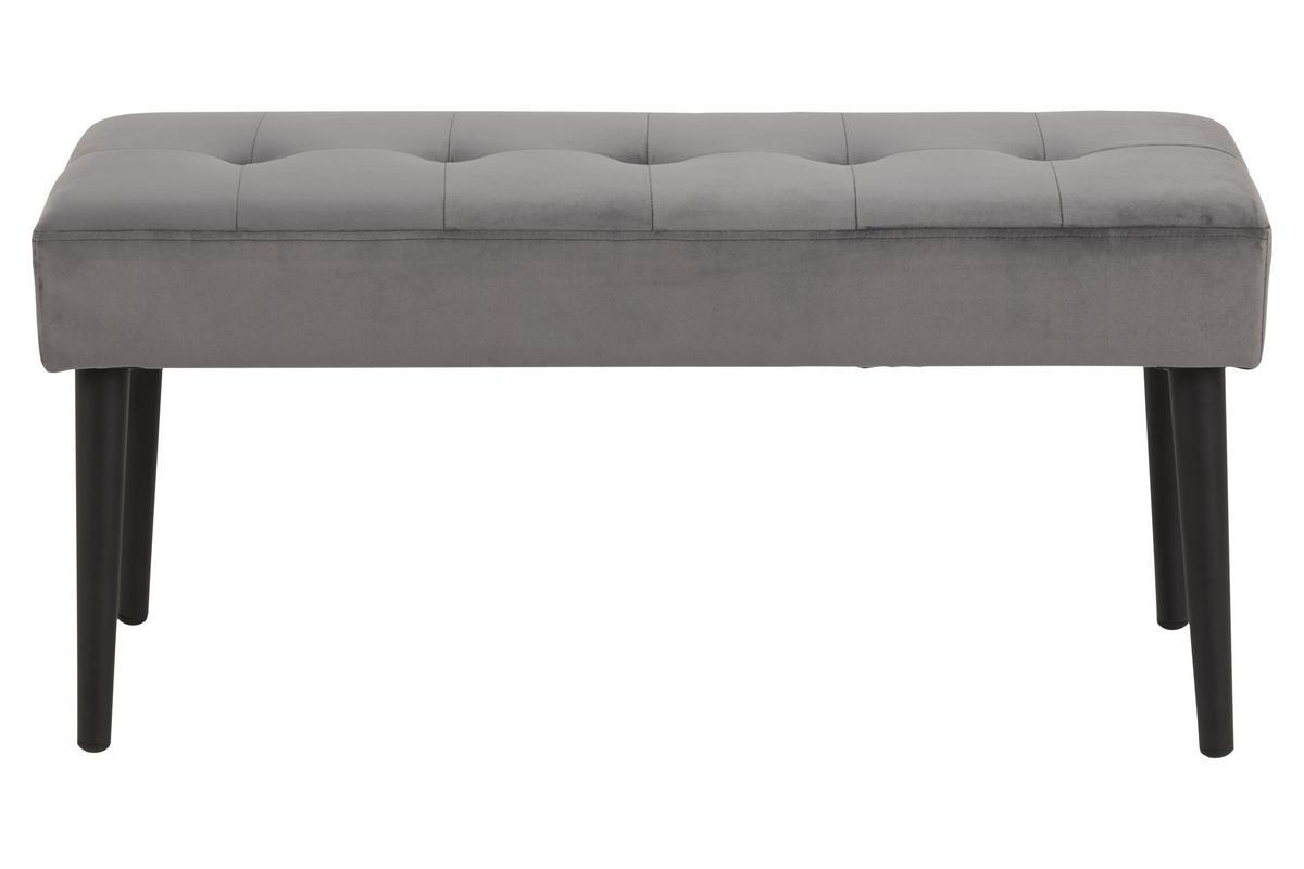 Banc design en velours gris capitonn� L95 cm GUESTA
