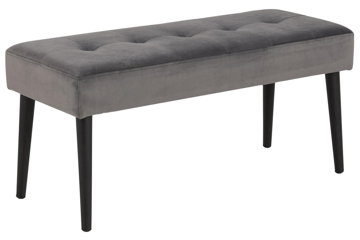 Banc design en velours gris capitonn� L95 cm GUESTA