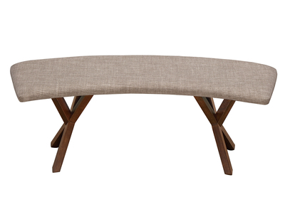 Banc design vintage noyer et tissu gris ANIK