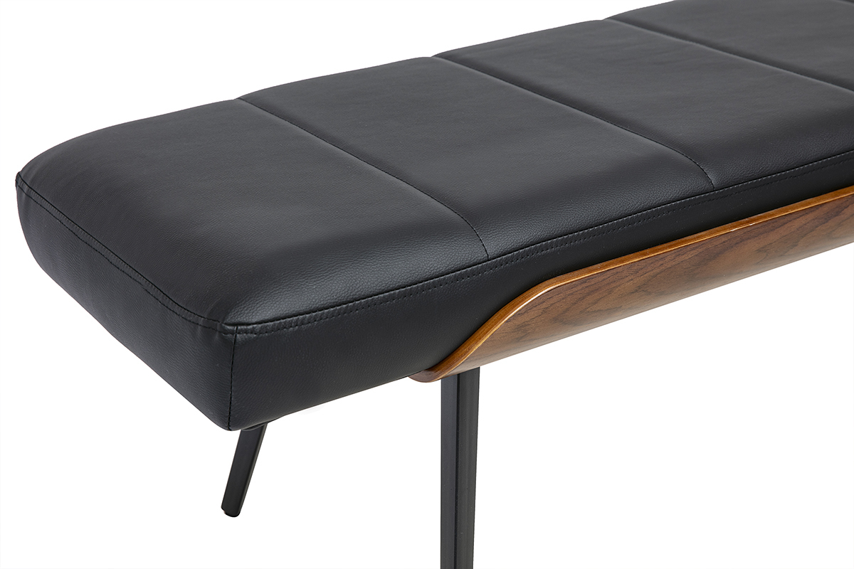 Banc noir, bois fonc� et m�tal noir L123 cm ELIOR