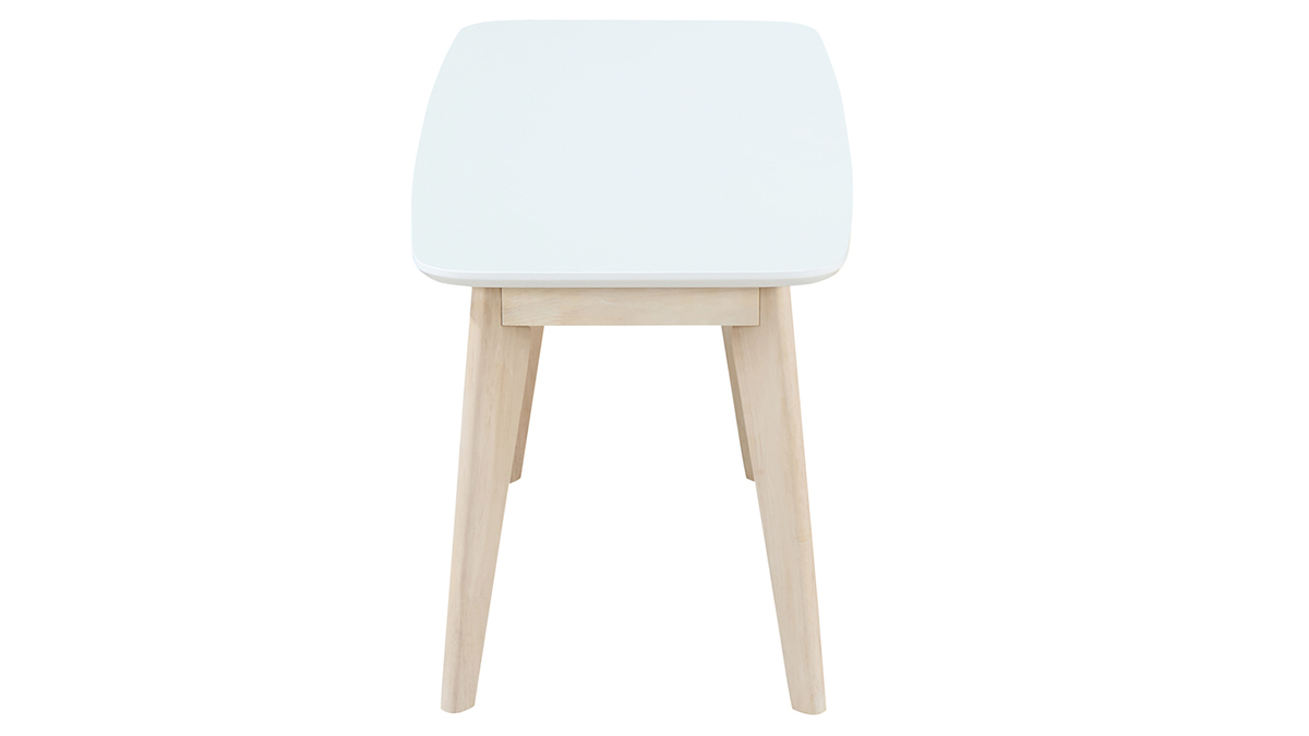 Banc scandinave blanc et bois clair L100 cm LEENA