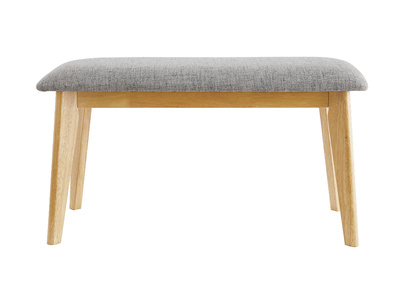 Banc scandinave en tissu gris clair et bois clair L92 cm ELION