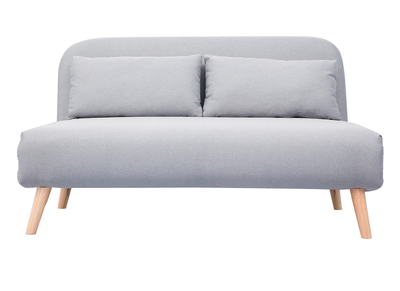 Banquette convertible 2 places en tissu gris clair AMIKO