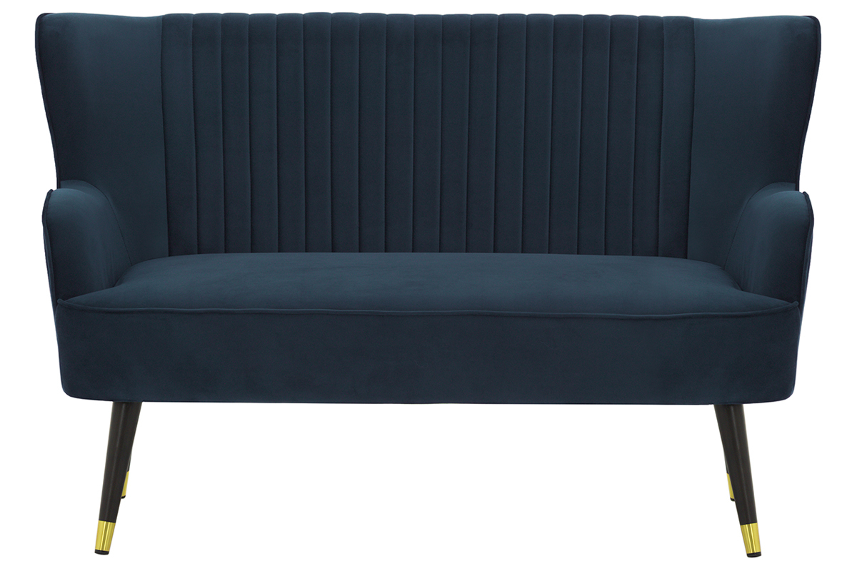 Banquette design en velours bleu fonc� VERTIGO