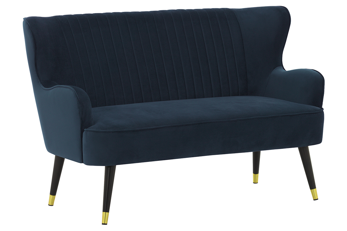 Banquette design en velours bleu fonc� VERTIGO