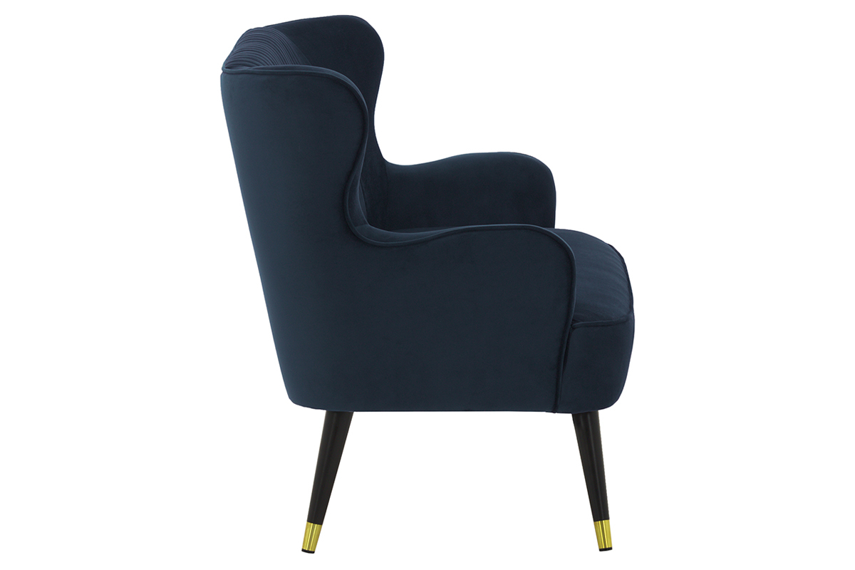 Banquette design en velours bleu fonc� VERTIGO