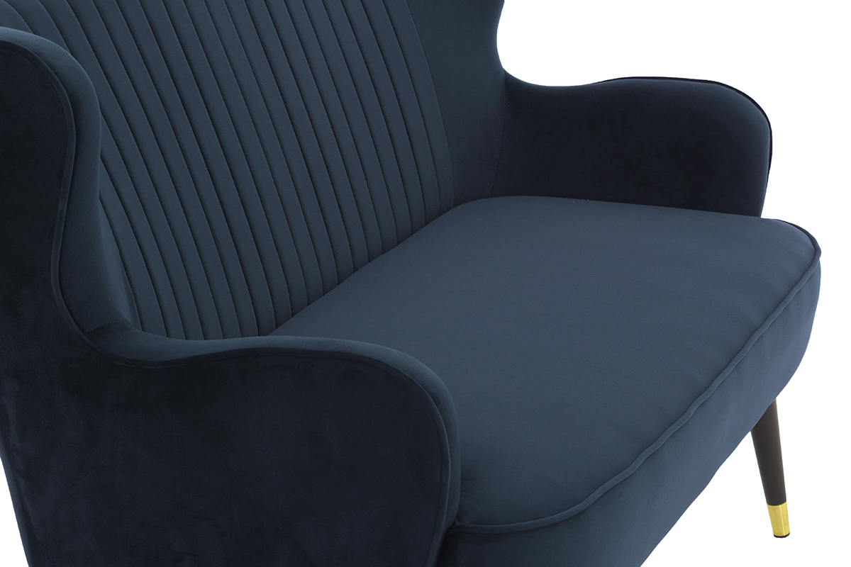 Banquette design en velours bleu fonc� VERTIGO