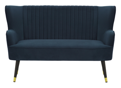 Banquette design en velours bleu fonc&eacute; VERTIGO