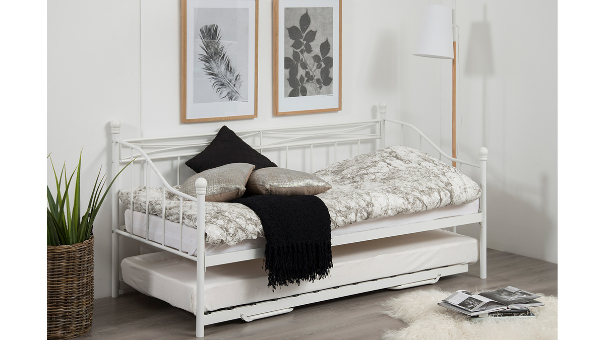 Banquette-lit gigogne enfant en mtal blanc JULIETTE