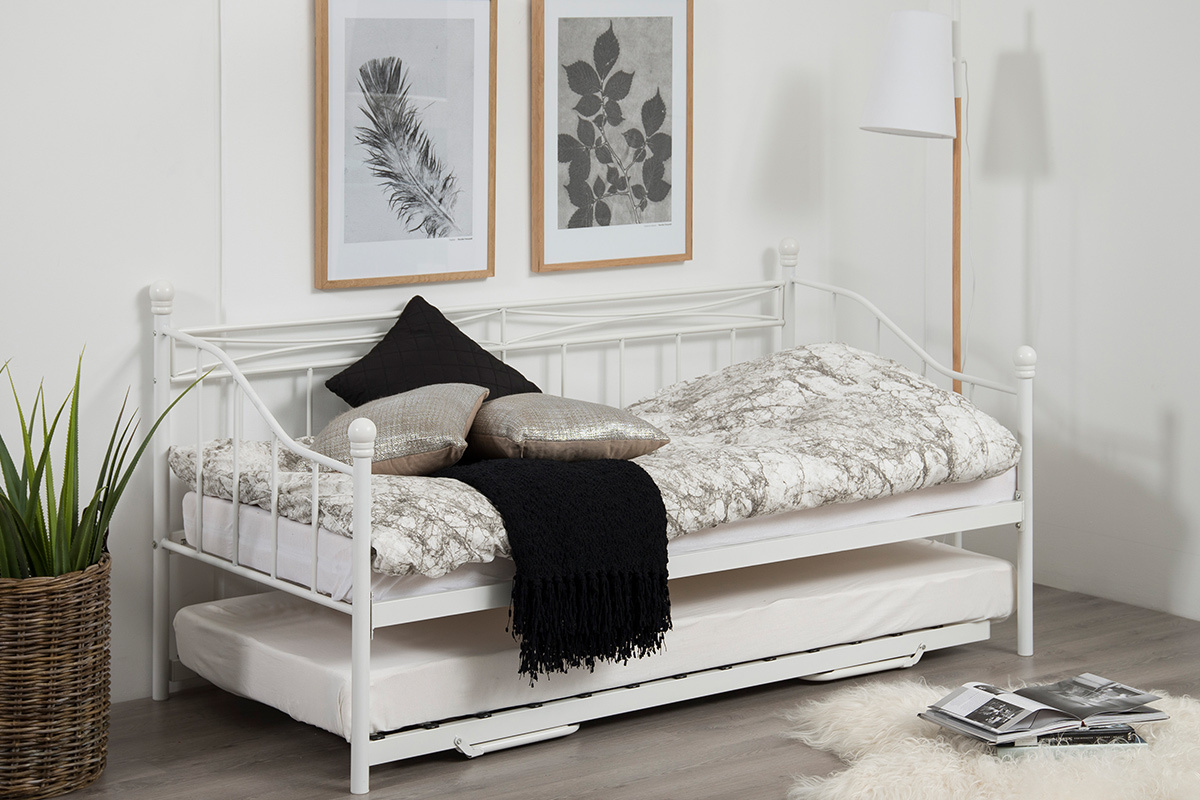 Banquette-lit gigogne enfant en mtal blanc JULIETTE