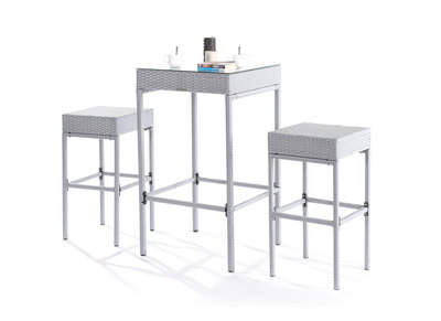 Bar de jardin r&eacute;sine tress&eacute;e gris ACAPULCO