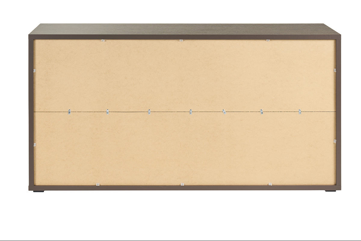 Biblioth�que basse finition bois fonc� noyer L140 cm EPURE