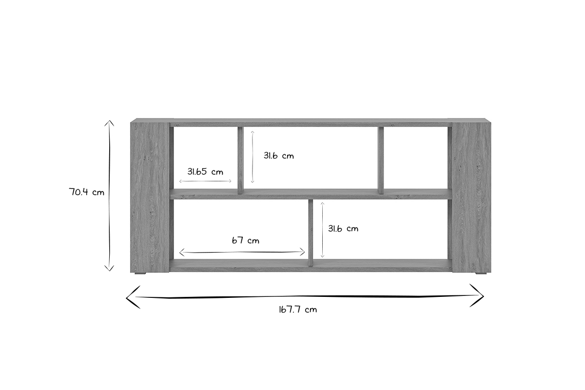 Bibliothque basse ouverte design finition bois clair chne L167.5 cm MUSSO
