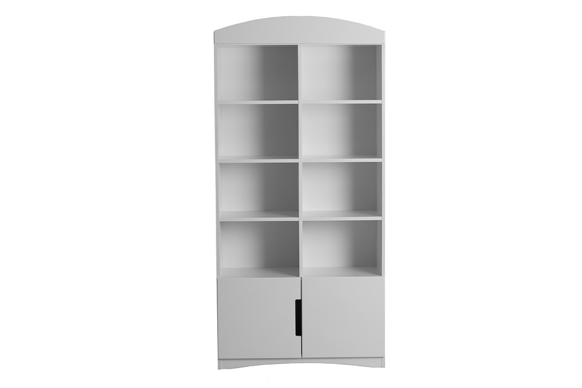 Bibliothque blanche 6 tagres 2 portes L90 cm ANTONIN