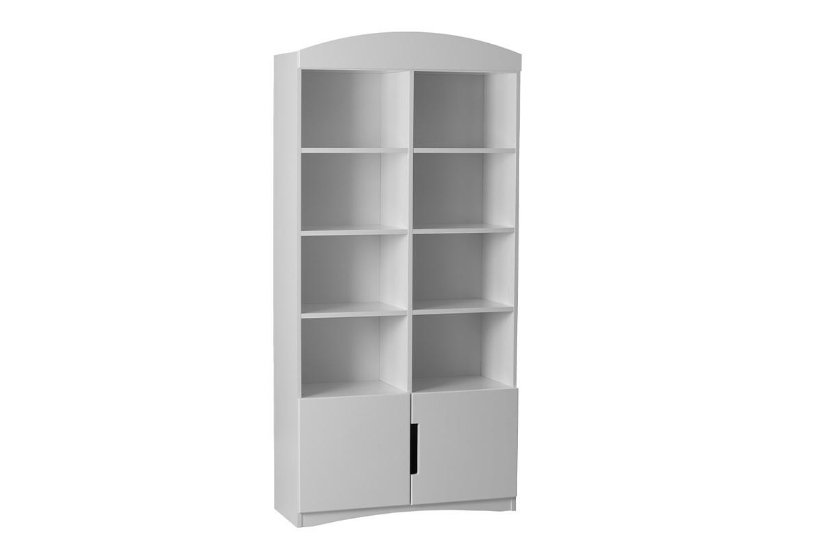 Bibliothque blanche 6 tagres 2 portes L90 cm ANTONIN