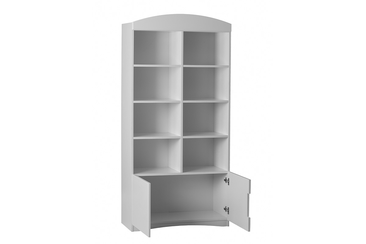 Bibliothque blanche 6 tagres 2 portes L90 cm ANTONIN